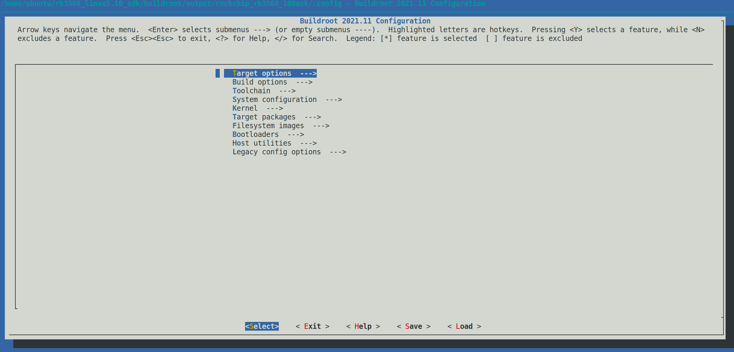 Buildroot Menuconfig